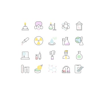 Vektör hat Icons kimya set.