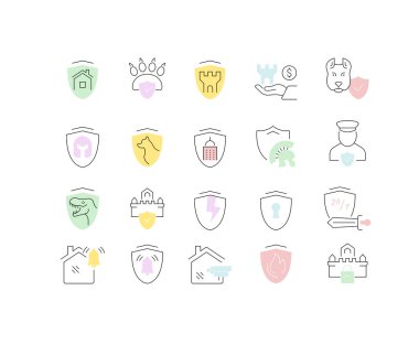 Set Vector Line Icons of Guard Company