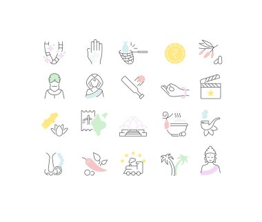 Hindistan vektör çizgi simgeleri ayarlayın.