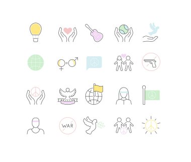 Uluslararası Barış Günü Vektör Çizgisi Simgeleri