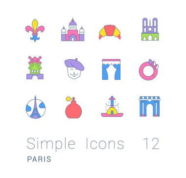 Paris Simgeleri Basit Satır Dizisi