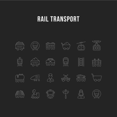 Demiryolu ulaşım vektör hat Icons set.