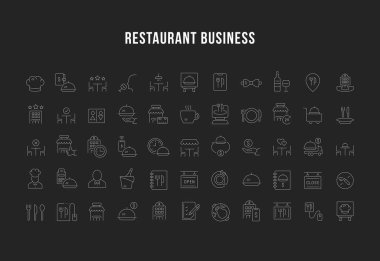 Restoran İşletmelerinin Vektör Hattı Simgelerini Ayarla