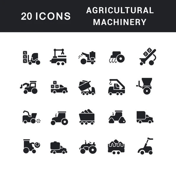 Conjunto de iconos simples de maquinaria agrícola — Archivo Imágenes Vectoriales