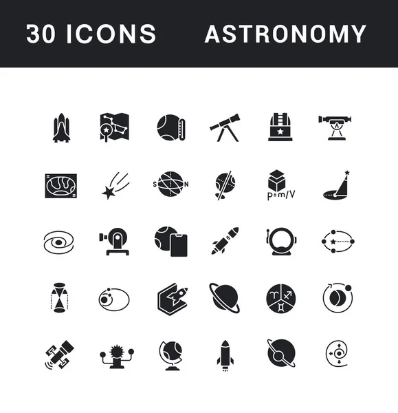 Zestaw prostych ikon astronomii — Wektor stockowy