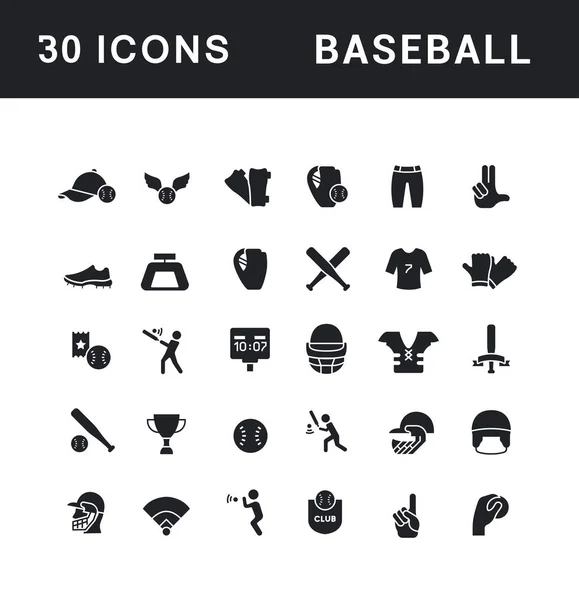 Set di icone semplici del baseball — Vettoriale Stock