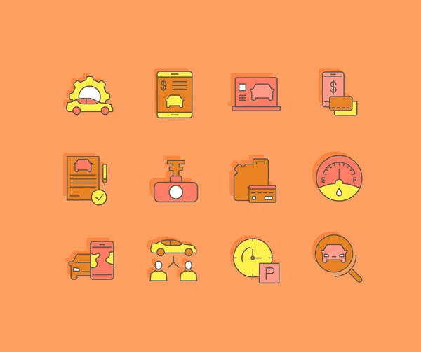 Set of Simple line Icons of Carsharing — 스톡 벡터