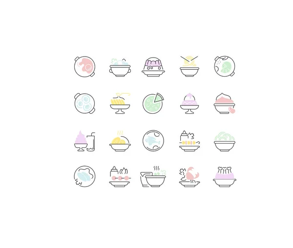 Set Vector Line Iconos de Platos . — Vector de stock