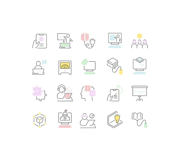 Set de iconos de la línea vectorial de tecnología educativa — Vector de stock