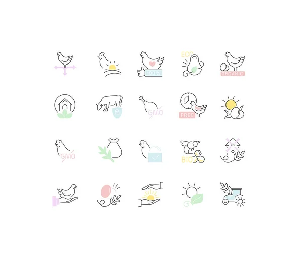 Set de iconos de línea vectorial de etiquetas de alimentos . — Vector de stock