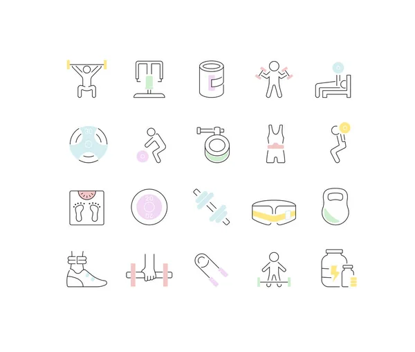 Set Vector Line Icons of Heavy Athletics. — Stock Vector