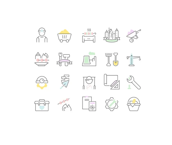 Set de iconos de la línea vectorial del día del trabajo — Archivo Imágenes Vectoriales