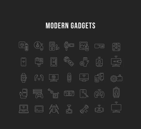 Set de iconos de línea vectorial de aparatos modernos — Archivo Imágenes Vectoriales
