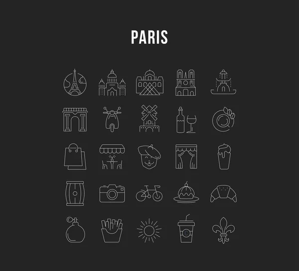Встановити рівна лінія векторні іконки Парижа — стоковий вектор