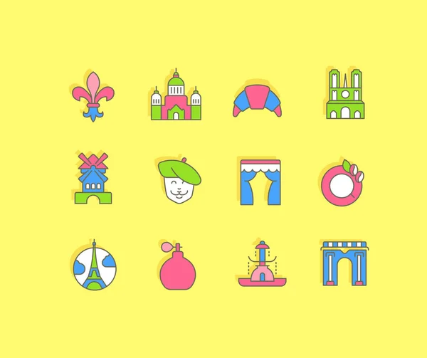 Conjunto de iconos de línea simple de París — Archivo Imágenes Vectoriales