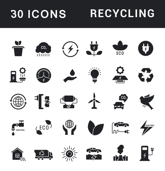 Conjunto de iconos simples de reciclaje — Archivo Imágenes Vectoriales