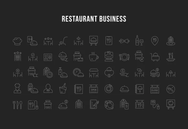 Set de iconos de la línea vectorial del negocio de restaurantes — Archivo Imágenes Vectoriales