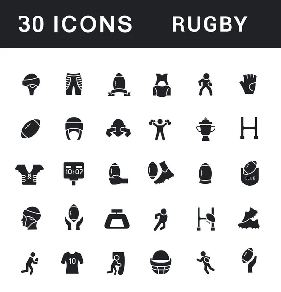 Set of Simple Icons of Rugby — Stock Vector