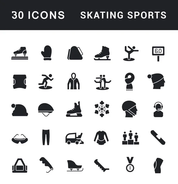 Set of Simple Icons of Skating Sports — Stock Vector