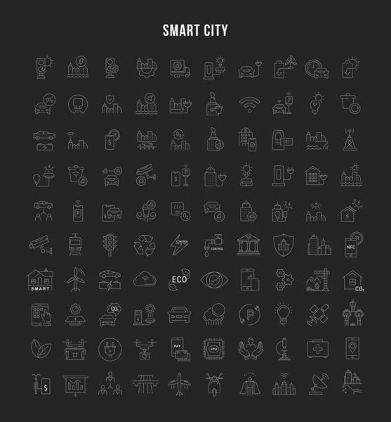 Definir ícones de linha vetorial de cidade inteligente —  Vetores de Stock