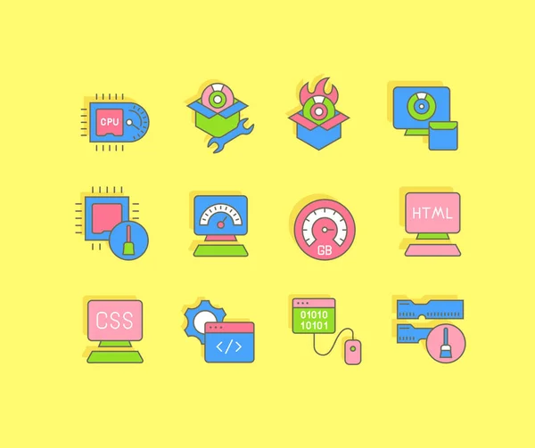 Serie di icone semplici della linea di software — Vettoriale Stock