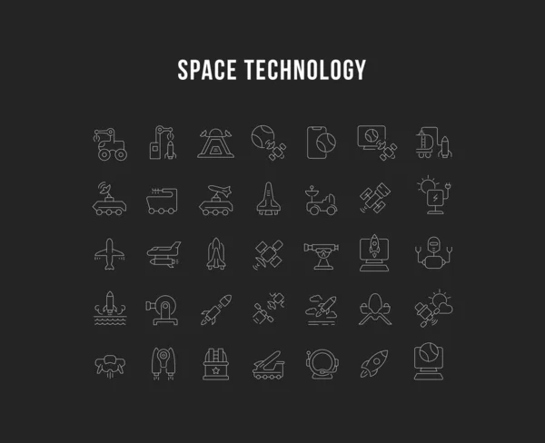 Set de iconos de la línea vectorial de la tecnología espacial — Vector de stock