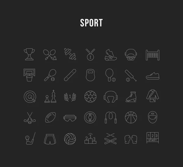 Set vectorlijn Pictogrammen van Sport. — Stockvector