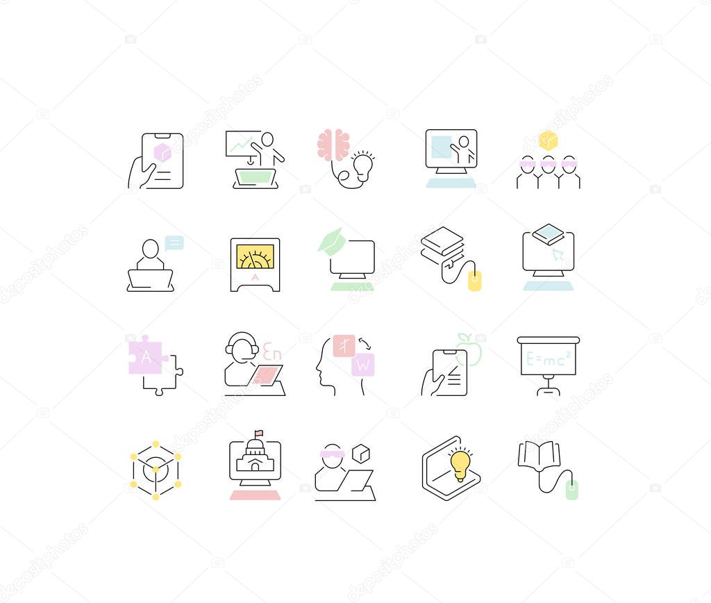 Set of vector line icons of educational technology for modern concepts, web and apps.