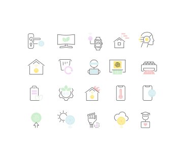 Teknolojinin Vektör Çizgisi Simgelerini Ayarla