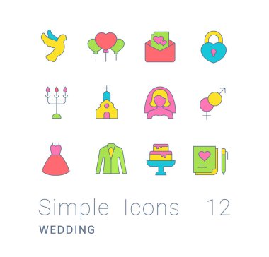 Düğün Simgeleri Basit Satır Dizisi