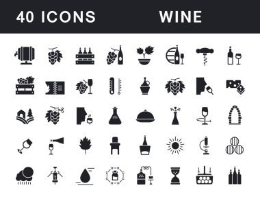 Basit Şarap Simgeleri Seti