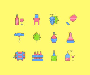 Şarap Simgeleri Basit Satır Dizisi