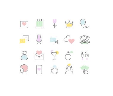 Kadın Günü 'nün Vektör Satırı Simgelerini Ayarla.