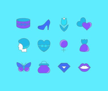 Kadın Günü Simgeleri Basit Satır Dizisi