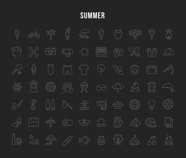 Stel vectorlijn pictogrammen van de zomer in — Stockvector