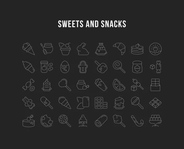 Set de iconos de línea vectorial de dulces — Archivo Imágenes Vectoriales