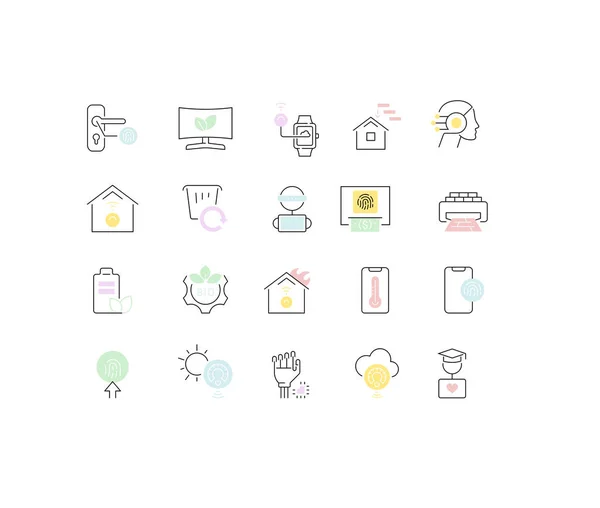 Set Vector Line Icons of Technology — Stock Vector