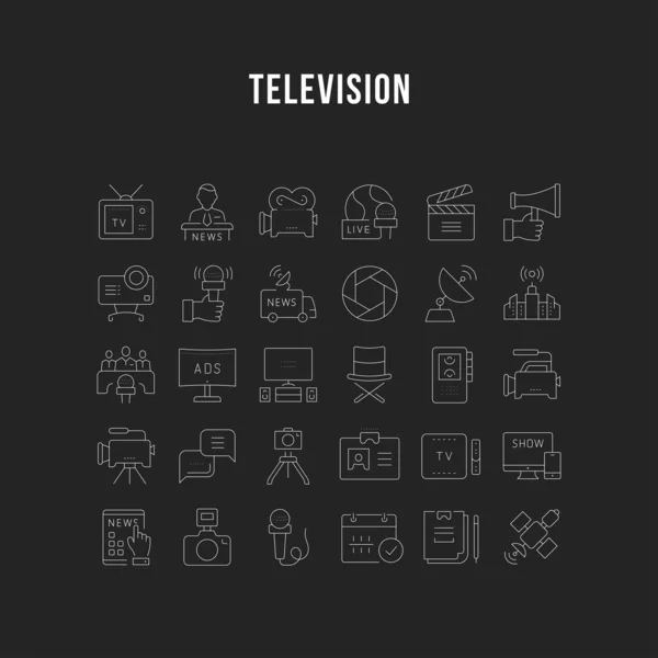 Ställa in vektor platt linje ikoner TV — Stock vektor