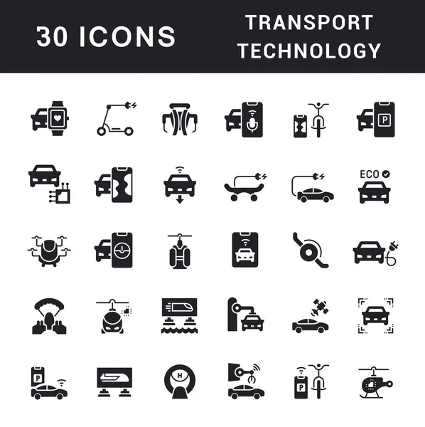 Conjunto de iconos simples de la tecnología de transporte — Archivo Imágenes Vectoriales