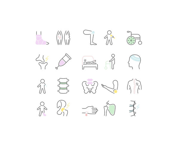 Set Vector Line Icons of Traumatology.