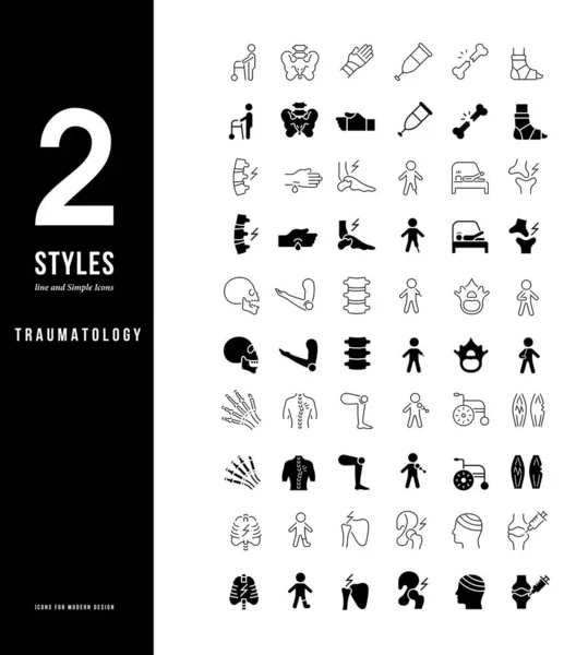 Simple Line Icons of Traumatology — 스톡 벡터