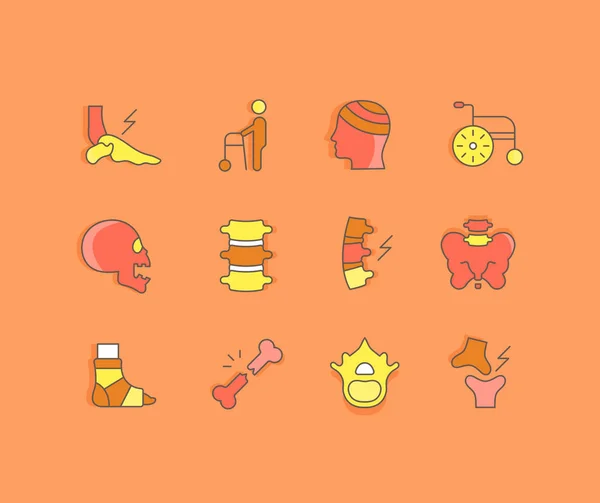 The Simple line Icons of Traumatology — стоковий вектор