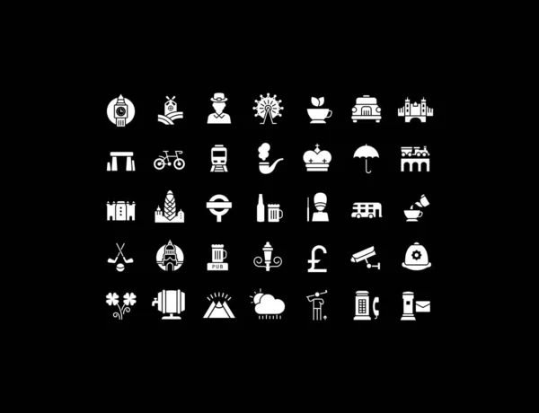 Ensemble d'icônes simples du Royaume-Uni — Image vectorielle