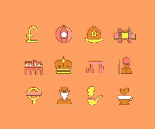 Set of Simple line Icons of United Kingdom — ストックベクタ