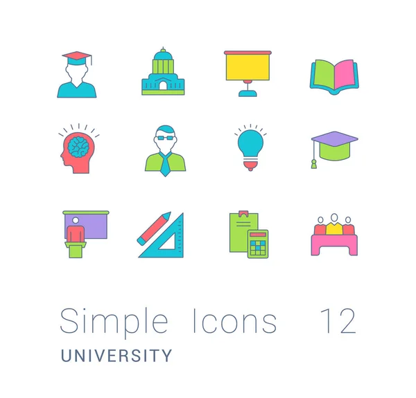 Ensemble d'icônes de ligne simple de l'université — Image vectorielle