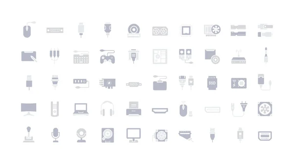 Ensemble d'icônes simples de la mise à niveau des composants informatiques — Image vectorielle