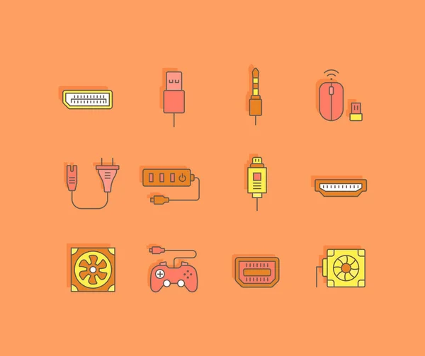 Set of Simple line Icons of Upgrading Computer Components — 스톡 벡터