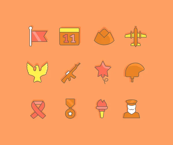 The Simple line Icons of Veterans Day — стоковий вектор