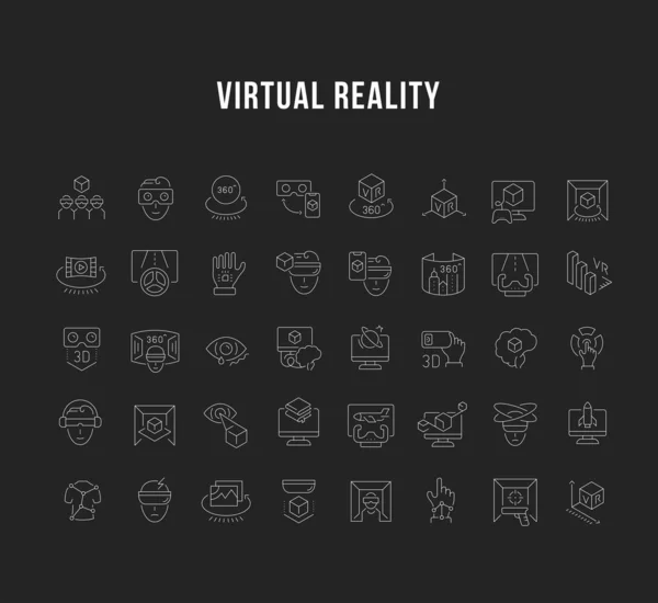 Set Vector Line Icons of Virtual Reality. — Stock Vector