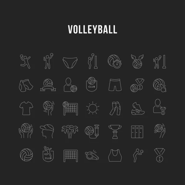 Set vectorlijn Pictogrammen van Volleybal. — Stockvector